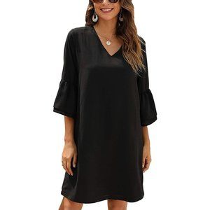 Cherfly Women's Summer Short Dress V Neck Mini Swing Shift Dress 3XL